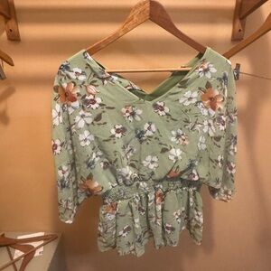 Hayden Green Floral Blouse spring Cottagecore